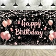 thumbnail image 2 of LUUFILx Birthday Party Backdrops Golden Blue Black Pink Balloon Cake Adult Customized Poster Baby Kid Banner Vinyl Backgrounds for Party, 2 of 8