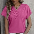 thumbnail image 5 of Lixiuxyad Womens Fashion Casual Top V Neck T Shirts Summer Short Sleeve Casual Loose T Shirts Top Basic Tee,Pink XXL, 5 of 6