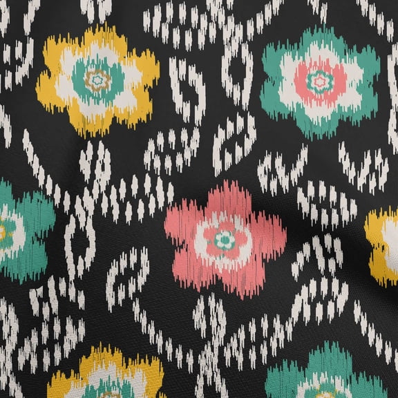 oneOone Polyester Lycra Black Fabric Floral Sewing Fabric By The Yard Printed Diy Clothing Sewing Supplies 56 Inch Wide