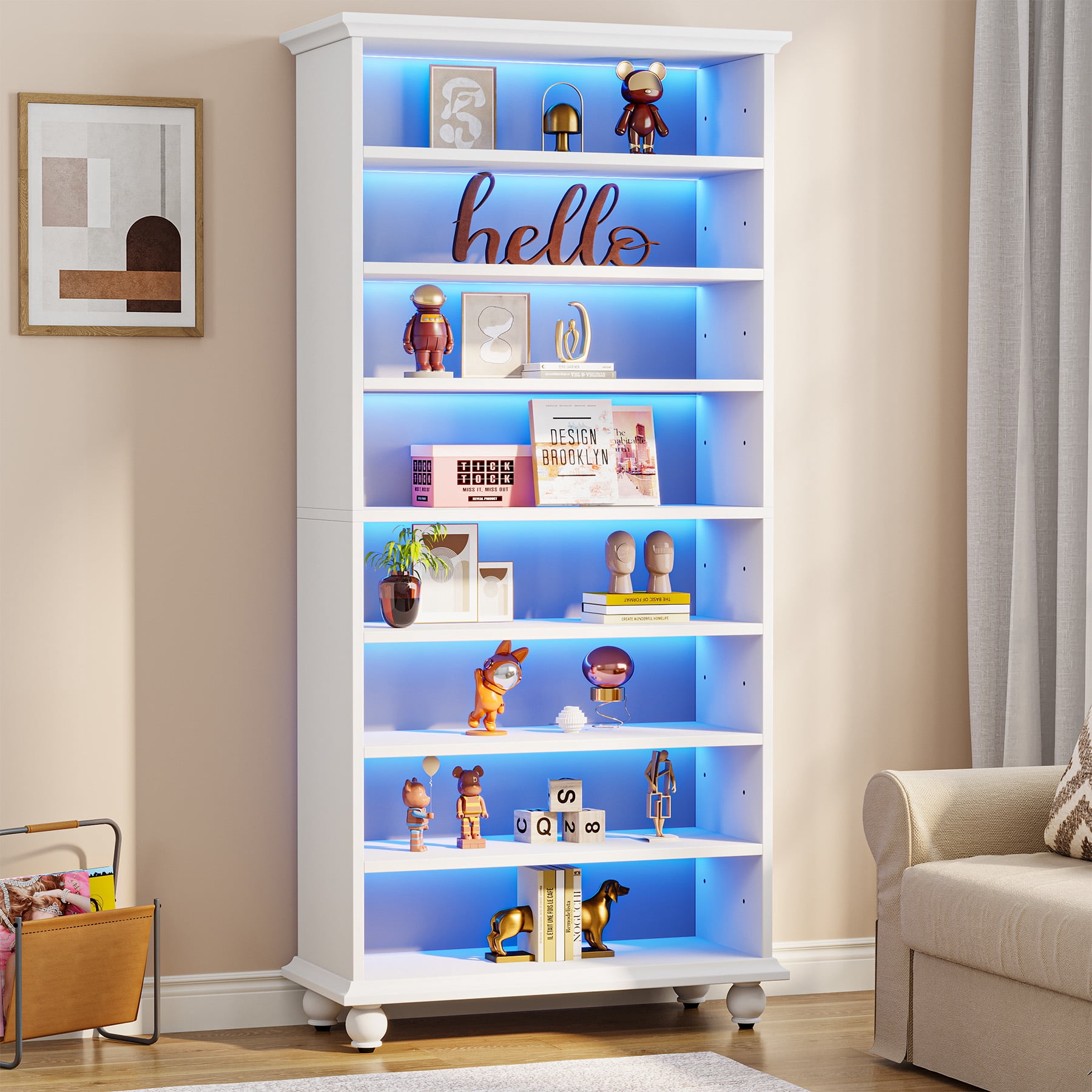 Tribesigns 9 Tiers Bookcase with LED Lighting