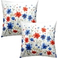 thumbnail image 2 of 4th of July Pillow Covers 20x20 Set of 2 - Watercolor Flower Poppy Patriotic Decorative Square Cushion Cover Soft Cotton Linen Pillowcase for Couch Bed Sofa Room Decor, 2 of 6