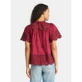 thumbnail image 4 of Time and Tru Women's Cotton Eyelet Top with Short Sleeves, Sizes XS-XXXL, 4 of 6