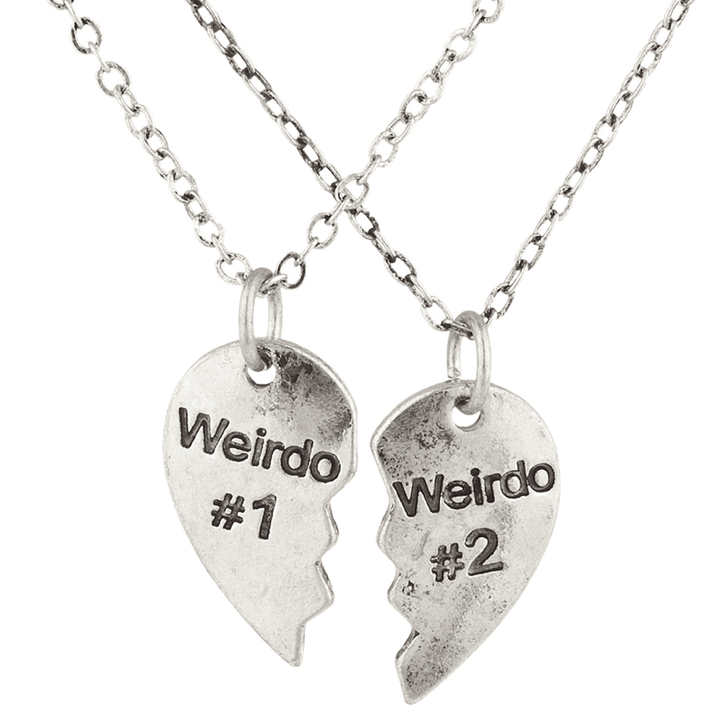 Lux Accessories Silvertone Weirdo 1 2 BFF Best Friends Heart Charm