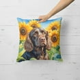 thumbnail image 2 of Boykin Spaniel in Sunflowers Throw Pillow 18 in x 18 in, 2 of 5