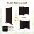 thumbnail image 4 of 3-Panel Folding Room Divider Rolling Privacy Screen w/ Lockable Wheels Brown, 4 of 5