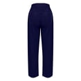 thumbnail image 6 of Kvture Cotton Linen Pants for Women Wide Leg Elastic Straight Leg Lounge Trousers Drawstring Lightweight Summer Beach Pants Navy L, 6 of 6