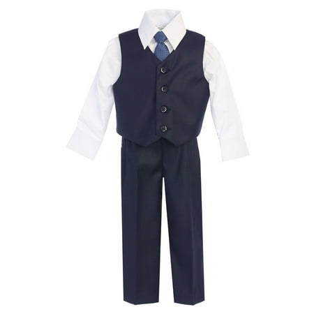 Navy Set - Baby Boys Navy Vest Pants Special Occasion Outfit Set 6-12M