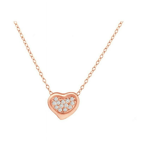 Rose Gold Plated Over Sterling Silver Heart CZ Pendant