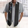 thumbnail image 2 of Mens Bowling Shirts 1950s Casual Short Sleeve Button Up Contrast Shirt Summer Color Block Cuban Shirts Beige L, 2 of 4
