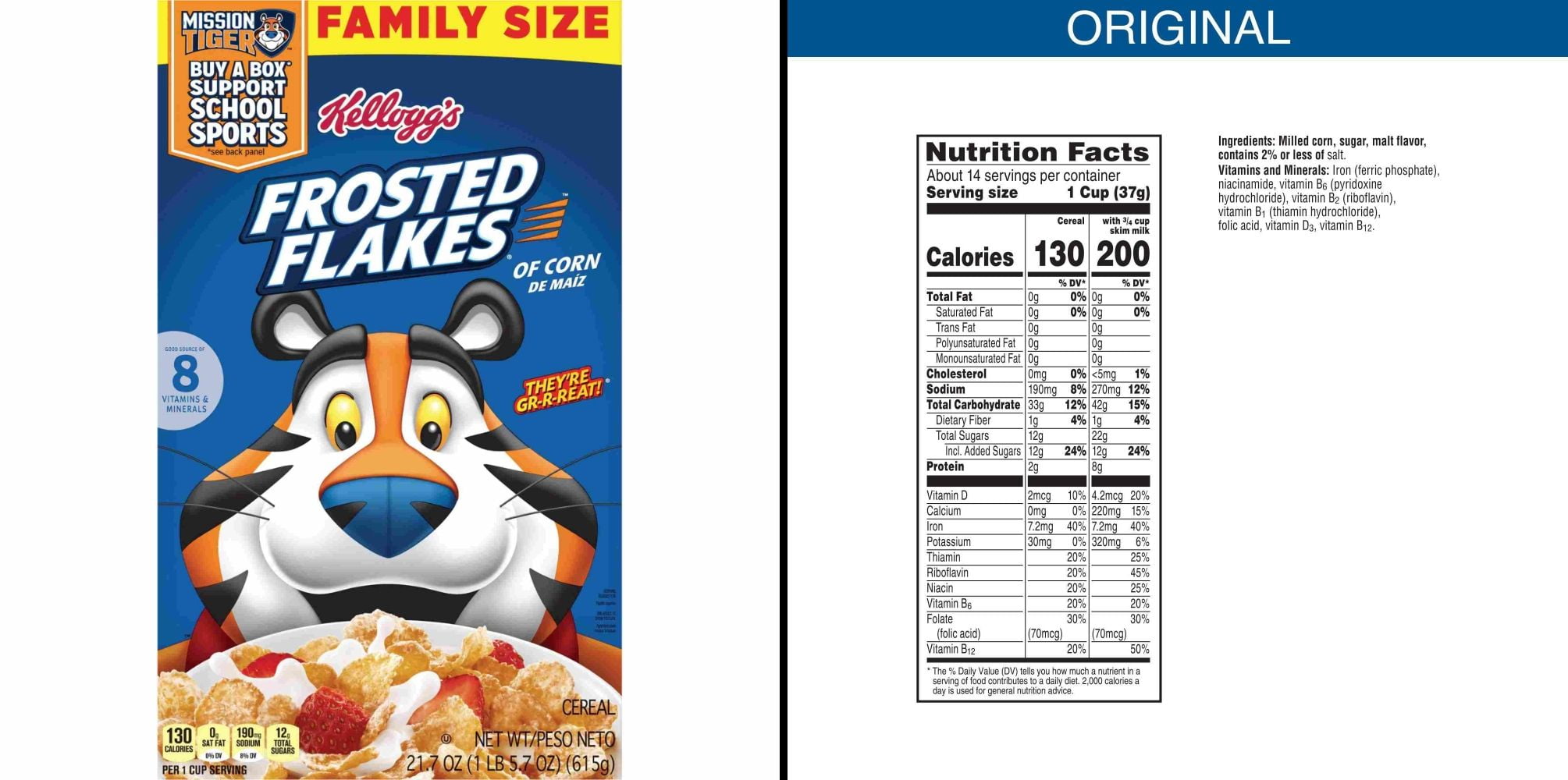 Kellogg's Frosted Flakes Cereal 21.7 oz & Kellogg's Raisin Bran Original 24 oz