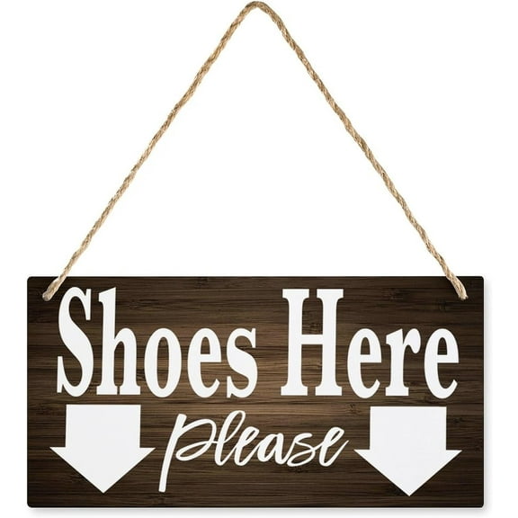 Wood Hanging Decor Sign Shoes Here Please With Arrows Wooden Wall Art Decor Decorative Plaque Sign For House Family Living Room Bedroom Kitchen 12X 6 Inch