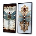thumbnail image 3 of Designart "Vintage Blue Dragonfly" Animals Dragonfly Framed Wall Art Set Of 2 - Children's Art Blue Framed Wall Art Set Of 2, 3 of 6
