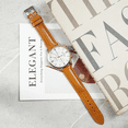 thumbnail image 3 of 20mm Tan Brown Leather Watch Band Men Quick Release Replacement Strap Soft Handmade Wristband Stainless Steel Buckle, Vintage Gift for Father's Day Dad Son Husband DH-202-20MM, 3 of 7