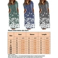thumbnail image 2 of Frontwalk Ladies Midi Dresses Short Sleeve Long Dress Floral Print Summer Beach Sundress Party Bohemian Crew Neck Blue L, 2 of 2