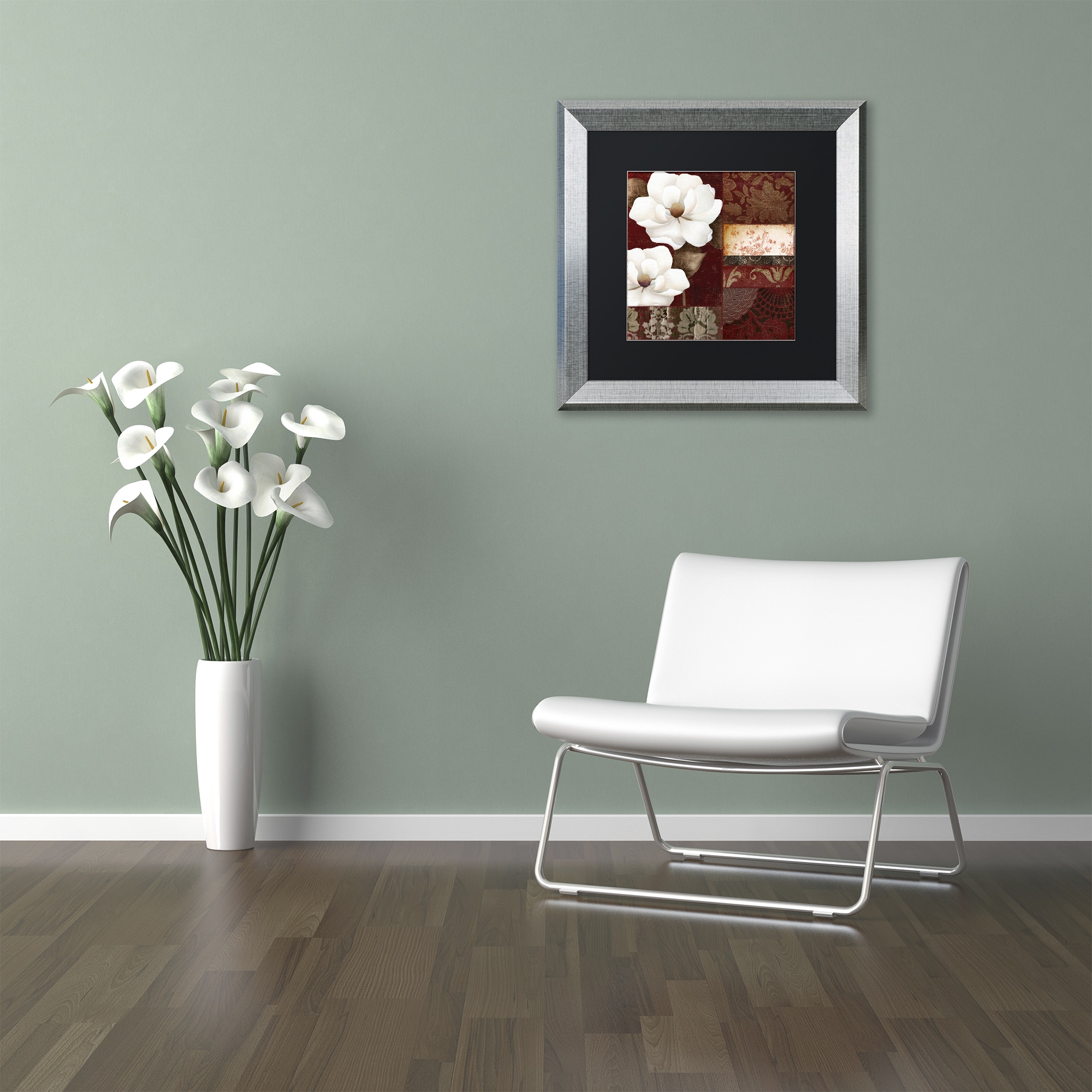 Trademark Fine Art "Flores Blancas III" Canvas Art by Color Bakery Black Matte, Silver Frame