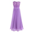 thumbnail image 2 of Aislor Kids Girls Chiffon Lace Sleeveless Wedding Bridesmaid Flower Dress Long Maxi Party Gown, 2 of 7