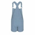 thumbnail image 3 of 2024 Clearance Sale! TMOYZQ Women's Casual Denim Bib Overalls Classic Adjustable Straps Cuffed Hem Stretch Jean Shorts Rompers Summer Junpsuits with Pockets, 3 of 5
