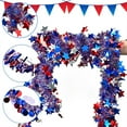 thumbnail image 4 of Zmeidao 4th of July Patriotic Tinsel Garland Decoration, Red White Blue Hanging Garland Independence Day Fireplace Mantel Wreath Decor for Staircase Railing Indoor Outdoor Ornaments, 78.7in, 4 of 4