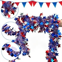 Independent Day Colorful Flower Red White Blue Five Pointed Star Colored Ribbon Venue Layout, Memorial Day Decorations