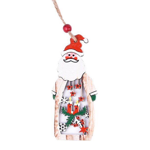 Christmas Decorations Wooden Santa Claus Hollow Pendant Decorations