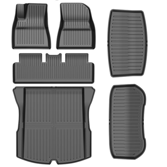 Floor Mats for Tesla Model 3 Highland Accessories 2024-2027 6PCS Tpe Odorless Floor Set with Cargo Backrest Frunk Trunk