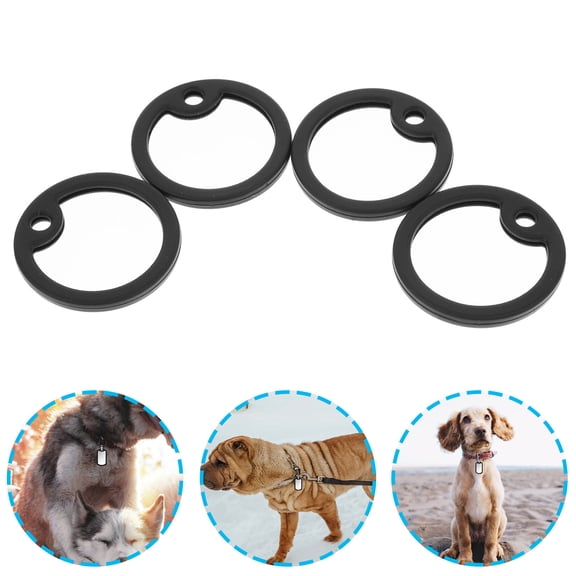MOKKHNB Silent Dog Tag Silencers 4Pcs Black Round for Dog Use Reduce Noise and Protect Edges