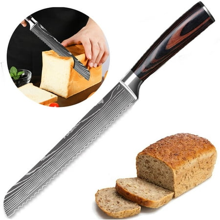 

Zengest Bread Knife 8 inch - 7CR17 Stainless Steel wedding cake knife with with Serrated Edge Premium Pakka Wood Handle