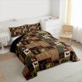 thumbnail image 3 of Homewish Rustic Deer Moose Full Size Comforter Sets for Men, Wildlife Jungle Bear Bedding Comforter Set, Vintage Brown Patchwork Reversible Bedding Sets, Luxury Bedroom Decor, 3 Pieces, 3 of 8