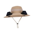 thumbnail image 3 of Sombrero de pescador con ventilador solar ajustable para verano, ideal para pesca, senderismo y playa. Caqui, 3 of 8