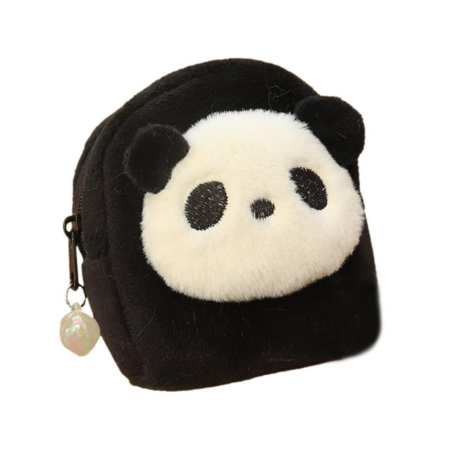 Monedero con forma de panda con cremallera, pequeño monedero de peluche para ir de compras, citas, chicas y mujeres Mochila