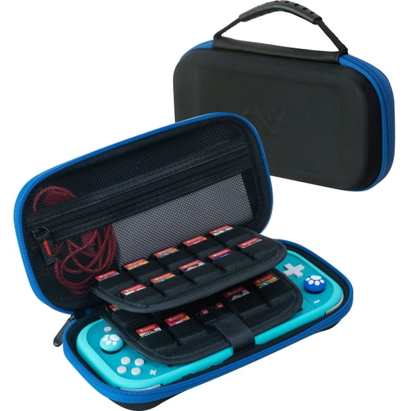 ButterFox Slim Carrying Case for Nintendo Switch Lite with 19 Game and 2 Micro SD Card Holders, Storage for Switch Lite Accessories (Black Blue)