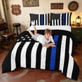 thumbnail image 3 of Manfei Grunge Blue American Flag Queen Comforter Set, Patriotic Fourth of July Comforter Sets Queen, Black White Blue, Black Reversible 3 Pieces, 1 Comforter and 2 Pillowcases, 3 of 6