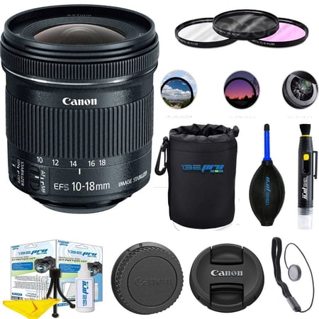 Canon EF-S 10-18mm f/4.5-5.6 IS STM Lens + Deal-Expo Accessories Bundle