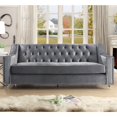 thumbnail image 2 of Posh Living SA03-02GR-UE Jackson Velvet Modern Contemporary Button Tufted Lucite Acrylic Legs Sofa, Grey - 34.5 x 35 x 83.5 in., 2 of 8