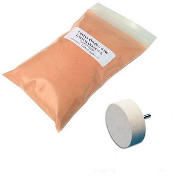 Gordon Glass® Cerium Oxide High Grade Polishing Powder - 8 Oz and 2" Felt Polishing Wheel Kit