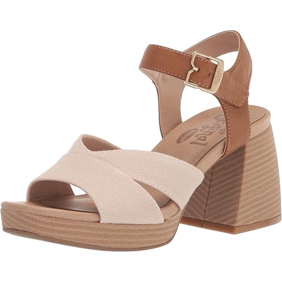 Dr. Scholl's Shoes Women's Mariah Block Heel Sandal Heeled, Light Brown Smooth/Fabric,