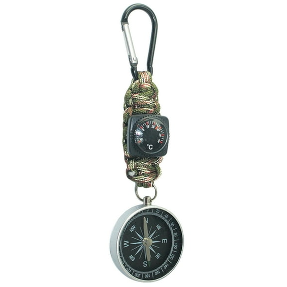 Necvior Mini Handheld Compasses Carabiner Clip Keychains Thermometer for Outdoor Hiking