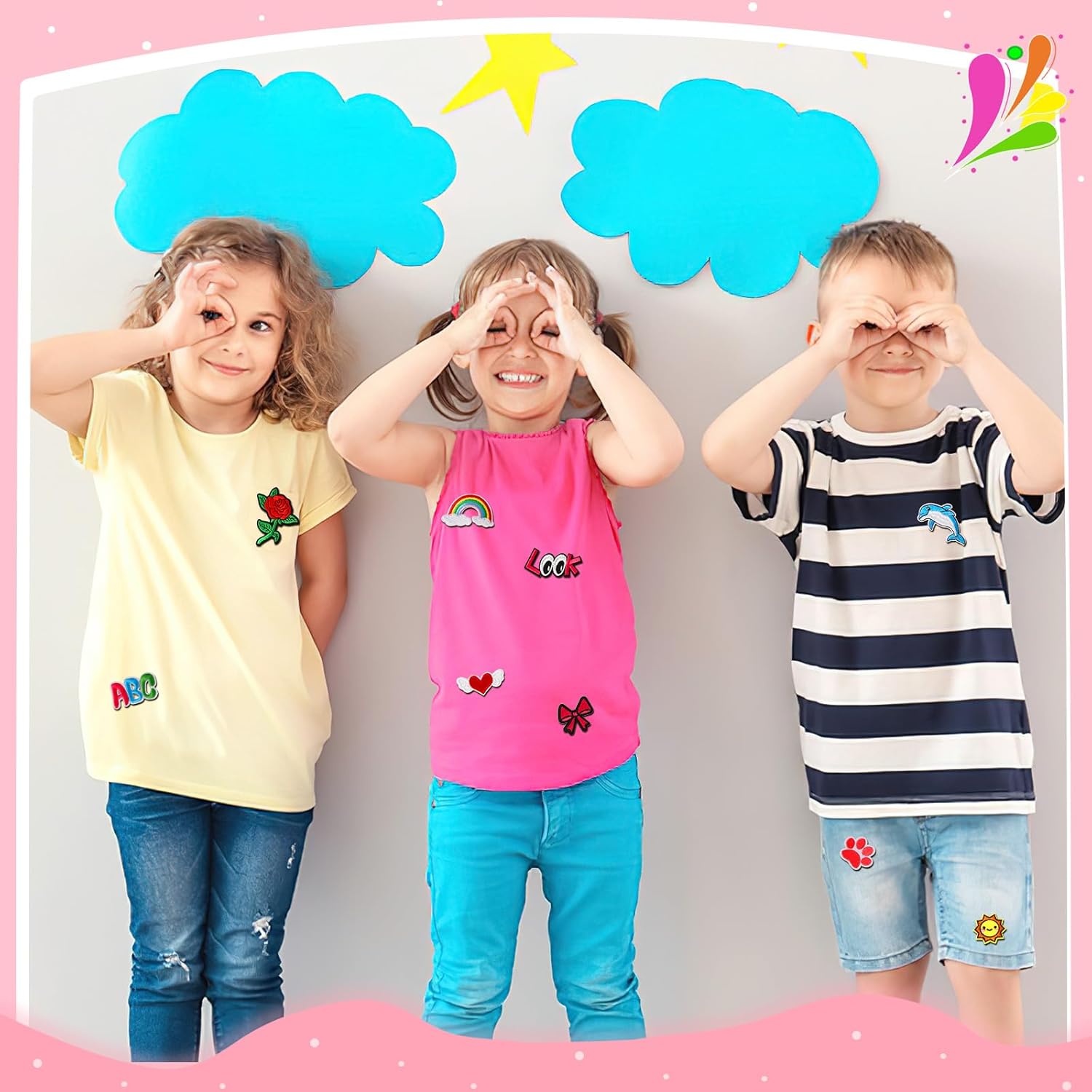 AllWays Plaza 60pcs Cartoon Embroidered Patches Random Assorted Styles Cute Theme Iron on Patches DIY Sew Applique Repair Patch Cute Preppy Sew on Patches for Backpacks Pants Clothes Jeans