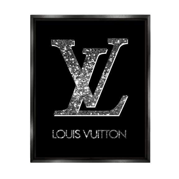 Stupell Industries Sleek Black Glam Logo Typography Painting Black Floater Framed Art Print Wall Art, 17 x 21