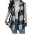 thumbnail image 2 of Xdegoge Women's Flannel Plaid Vest Sleeveless Button Dwon Dressy Casual Fashion Jackets with Pockets, 2 of 6
