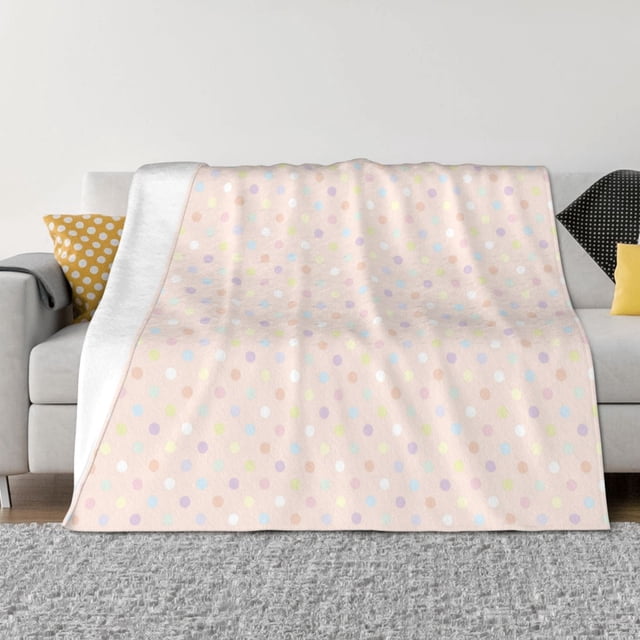 Fotbe Colorful Dots Manta de Franela con Estampado, Manta Ultrasuave para Cama, Sofá, Auto, Hipoalergénica y Antibolitas-60"x50"