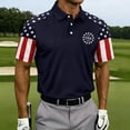thumbnail image 3 of 4th Of July Polo Shirts Men Usa Flag Print Lapel Collar V Neck Short Sleeve Tops United States Patriotic Star Relaxed Fit Soft Tshirts, XL, #01 Navy, 3 of 4