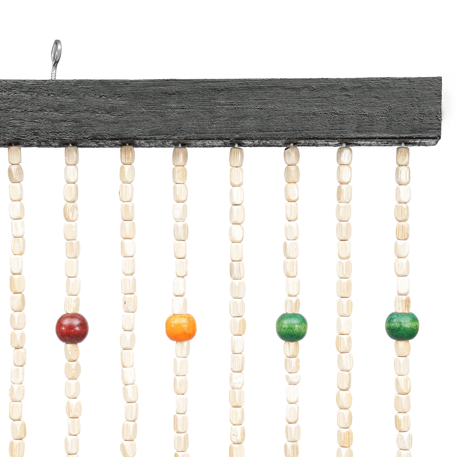 Miumaeov 38 Strands Natural Bamboo Beaded Curtain Colorful Wooden Beaded Window Door Curtain Divider