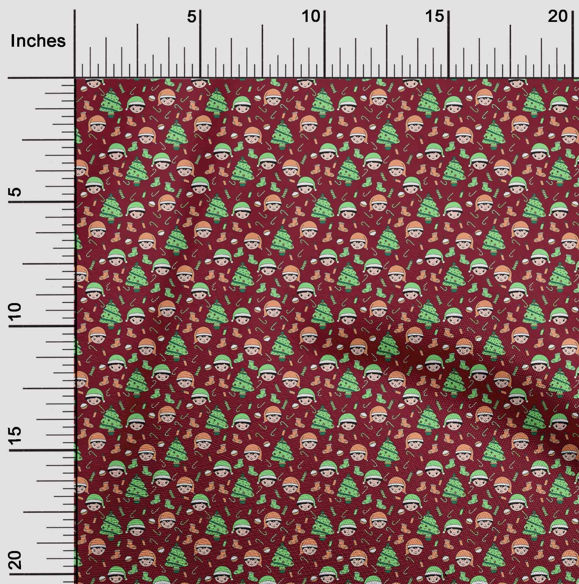 oneOone Georgette Viscose Maroon Fabric Christmas Sewing Fabric By The Yard Printed Diy Clothing Sewing Supplies 42 Inch Wide