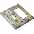 thumbnail image 3 of Outlet Covers Rustic Yellow White Daisy Flower Black Leaf Butterfl Sunflower Wood Grain 1 Toggle 1 Rocker Combination Decorative Wall Plate Light Switch Cover Plate Electrical Switch Plates for Home, 3 of 8