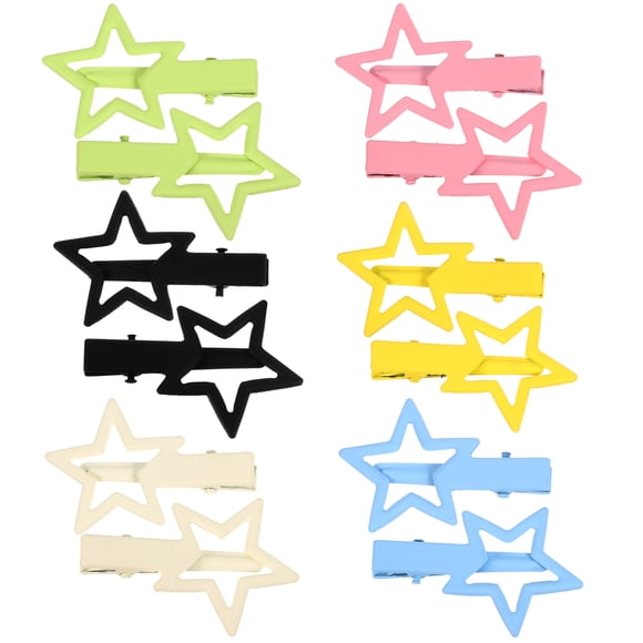 REOFLYUP 12Pcs Star Hair Clips in Assorted Colors Small Metal Clips for Hair Decoration