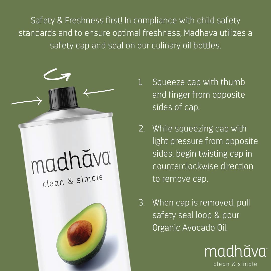Pack of 6, Madhava Non-GMO Avocado Oil, 33.8 fl oz