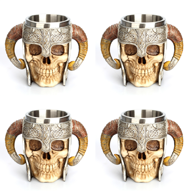 Taza de acero inoxidable 3D para beber, taza de calavera de resina, tazas de té de cerveza, Bar, artículos para beber