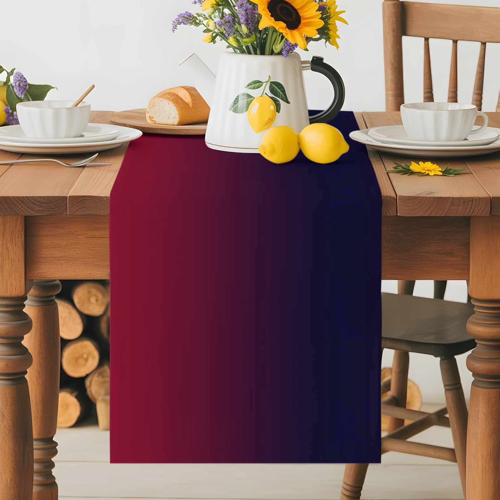 Burgundy Red Gradient Ombre Table Runner 90 Inches Long, Dark Maroon Shadow Table Runners Tabletop Scarf Kitchen Dining Tables Decoration for Home Party Indoor Outdoor