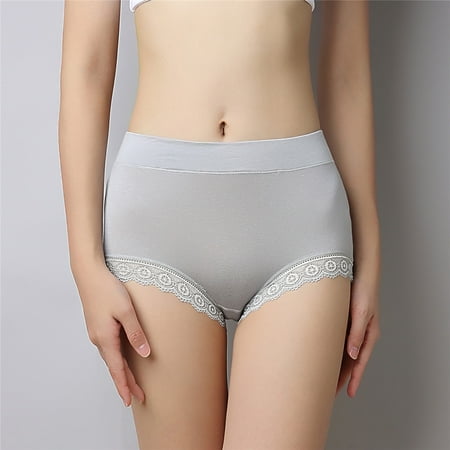 

HWRETIE Women Briefs Panties Pack Women s Large Underwear Medium High Waist Middle-Aged Underwear Rollbacks Gray 8(XL)